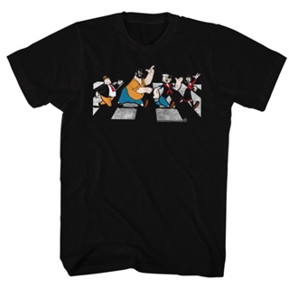 NEXเสื้อยืดขายร้อนเสื้อยืดผ้าฝ้าย พิมพ์ลายการ์ตูน Popeye The Sailor Abbey Road 2Bhip สีดํา สําหรับผู้ชาย NB321GRE S-5XL