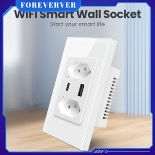 Graffiti WiFi Brazil socket TypeC/USB สามารถควบคุมแยกกันได้ Brazil smart socket fore