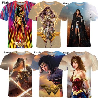 เสื้อยืดแขนสั้น พิมพ์ลาย Wonder Woman 3 มิติ คุณภาพสูง แฟชั่นสร้างสรรค์ สําหรับผู้ชาย และผู้หญิง