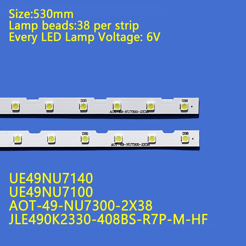 แถบไฟแบ็คไลท์ LED สําหรับ Samsung 49NU7100 49NU7300 UE49NU7100 BN96-45953A BN96-45953B AOT_49_NU7300_NU7100-38LEDS 2 ชิ้น - รูปที่ 2
