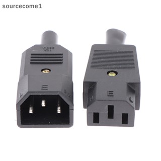 ใหม่ ปลั๊กซ็อกเก็ตเชื่อมต่อสายเคเบิล AC 3Pin C13 C14 16A 250V ตัวเมีย ตัวผู้ [sourcecome1]