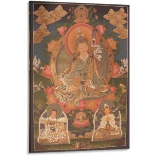 Guru Rinpoche Padmasambhava Thangka Tibetan Buddhism โปสเตอร์ผ้าใบ สําหรับตกแต่งบ้าน Pr 0415pm