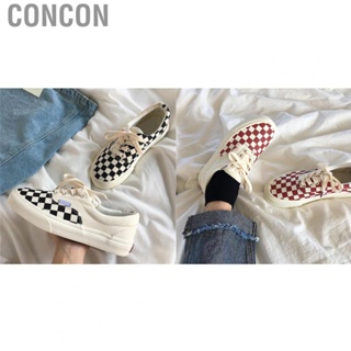 Concon Checkered Canvas Shoes Soft Lightweight Wear Resistant Dirt for Woman