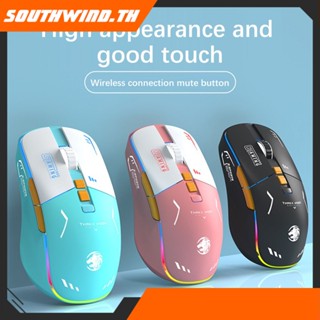 HOT！ G308 เมาส์ไร้สายที่รองรับบลูทูธชาร์จด้วยตาแมวสำหรับเล่นเกม Office Mute Mecha Mouse