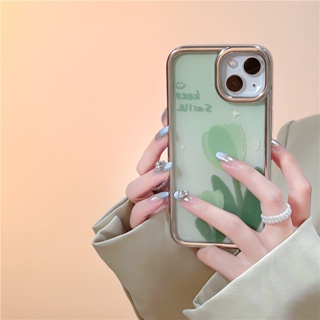 เคสซิลิโคน ลายดอกทิวลิป สีเขียว กันกระแทก สําหรับ Apple 12 11 13 14 PRO MAX 14 Iphone 13 PRO MAX 12 13 PRO 11 14 PRO