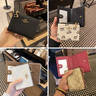 Snap Card Case In Signature Canvas F73876 F78002 กระเป๋าสตางค์ผู้หญิง แท้ COAC H ที่ใส่บัตรเหรียญพับครึ่ง