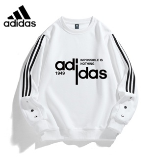 Adidas เสื้อกันหนาว คอกลม ผ้าฝ้าย พลัสไซซ์ สําหรับคู่รัก