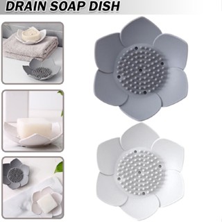 New 1pc Silicone Flower Petal Bathroom Shower Soap Box Dish Tray Drain Holder