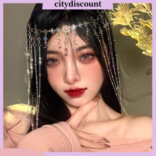 &lt;citydiscount&gt;  เครื่องประดับผม สายโซ่ยาว ประดับพู่ ลายดอกไม้ สไตล์เจ้าหญิง แฟชั่นวินเทจ สําหรับผู้หญิง