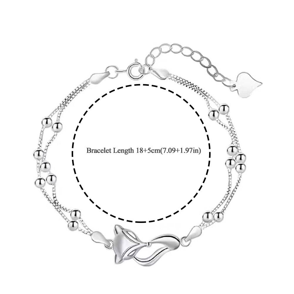 สร้อยข้อมือ จี้สุนัขจิ้งจอกน่ารัก สร้างสรรค์ สีเงิน เครื่องประดับแฟชั่น สําหรับผู้หญิง R4F0