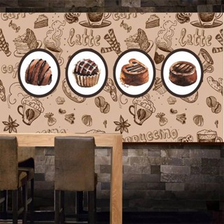 วอลเปเปอร์ติดผนัง ขนาดใหญ่ สําหรับร้านกาแฟ เบเกอรี่ บิสกิต ร้านขนมหวาน คาเฟ่