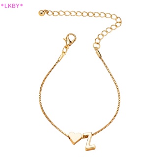 Luckybabys&gt; สร้อยข้อมือ จี้ตัวอักษร 26 ตัว สีทอง เรียบง่าย เครื่องประดับแฟชั่น สําหรับผู้หญิง