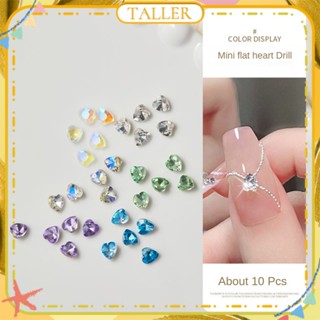 ✧Ready Stcok 10pcs Nail Art Mini Flat Bottom Heart Diamond Jewelry Super Flash Three Dimensional Nail Decoration Manicure Tool For Nail Shop 6 Designs TALLER