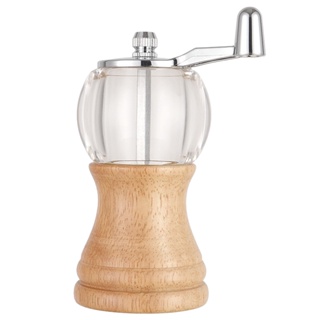 Manual Practical Multifunctional Kitchen Elegant Stainless Steel Handle Adjustable Coarseness Natural Wood Pepper Mill