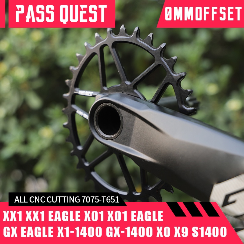 Pass QUEST ชุดข้อเหวี่ยงจักรยาน กว้าง แคบ 0 มม. สีดํา สําหรับรถจักรยานเสือภูเขา GXP XX1 X1 X01 XX GX NX SX DUB Gravel Bike 28-44T