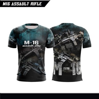 เสื้อยืดลําลอง แขนสั้น พิมพ์ลาย Army Jersey Full Print M16 Dryfit Premium 3D สําหรับผู้ชาย