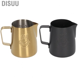 Disuu Coffee Steaming Pitcher  Angled Handle 304 Stainless Steel Hygienic Multipurpose Latte Frothing Cup for Home