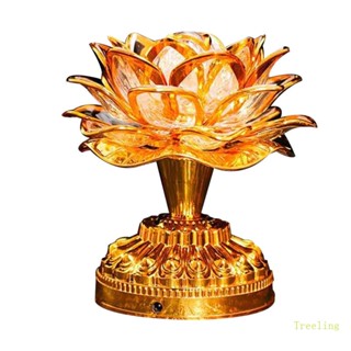 Buddhism Lotus Lamp Colorful Lotus Lamp Desktop Decoration Light for Meditation