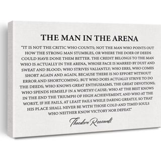 โปสเตอร์ผ้าใบ ลายคําพูดแรงบันดาลใจ the Man in the Arena สําหรับตกแต่งผนังบ้าน ออฟฟิศ