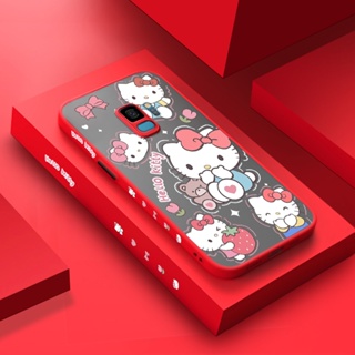 สําหรับ Samsung galaxy S9 S9 Plus เคสการ์ตูน Hello Kitty รูปแบบ บาง ด้าน สี่เหลี่ยม การออกแบบใหม่ กันกระแทก ฝ้า ใส เคสโทรศัพท์แข็ง