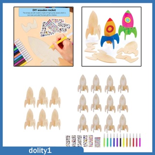 [Dolity1] ของเล่นคัทเอาท์ไม้ รูปจรวด แบบยังไม่ลงสี สําหรับงานไม้ สมุดภาพ งานฝีมือ DIY