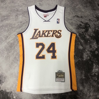 Mn Season 09/10 Lakers No.24 เสื้อกีฬาบาสเก็ตบอล คอวี สีขาว สําหรับผู้ชาย 8 ชิ้น