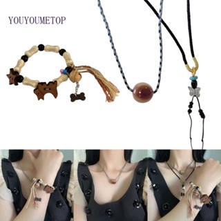 Youyo เครื่องประดับ สร้อยคอโชคเกอร์ สายรัดข้อมือ สองชั้น ลายผีเสื้อ สุนัข