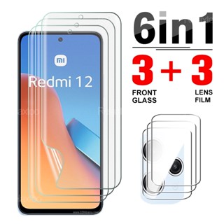 6 In 1 ฟิล์มไฮโดรเจลนิ่ม กันรอยหน้าจอ เลนส์กล้อง สําหรับ Xiaomi Redmi 12 4G 12C 11A 4G 10 5G 10C