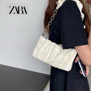 Zara Niche กระเป๋าสะพายไหล่ สะพายข้าง หนังนิ่ม แต่งจับจีบ ขนาดเล็ก สําหรับผู้หญิง