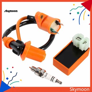 Skym* หัวเทียนคอยล์จุดระเบิด CDI สําหรับสกูตเตอร์ GY6 50 125 150CC ATV 3 ชิ้น