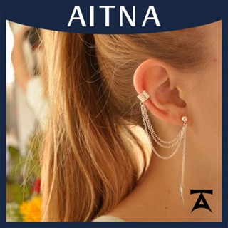 Aitna วินเทจ สเตนเลส ไขลาน หวาย คลิป ขนนก ใบไม้ ส่วนบุคคล ต่างหู คลิป