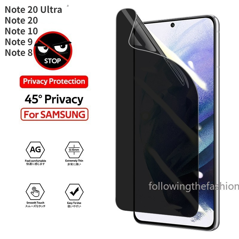 ฟิล์มไฮโดรเจล ป้องกันหน้าจอ เพื่อความเป็นส่วนตัว กันแอบมอง สําหรับ Samsung Galaxy Note 20 S20 Ultra 10 Plus Note20 5G Note10 Note9 Note8 9 8 4G 5G