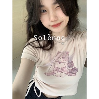 Solenne  เสื้อครอป เสื้อยืดผู้หญิง ครอป baby tee สาวเรโทร 2023 NEW Style Comfortable คุณภาพสูง ทันสมัย Stylish A29J10U 36Z230909