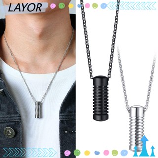 LAY สร้อยคอสเตนเลส สีเงิน สีดํา พร้อมสกรูเกลียว เครื่องประดับแฟชั่น