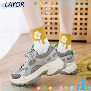 [LAY] Women Long Sock Cute Winter Sock Cotton Socks Donut Pancake Coffee Food Korea Novelty Casual