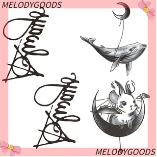 Melodg สติกเกอร์รอยสักจําลอง ลายปลาวาฬ ดวงจันทร์|ตัวผู้และตัวเมีย