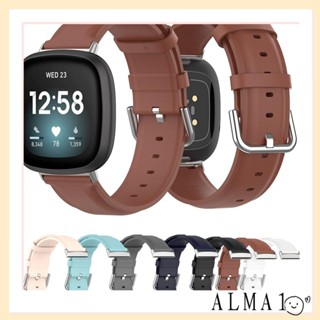 ALMA สายนาฬิกาข้อมือหนังแท้ หางกลม สําหรับ Fitbit versa 3 sense