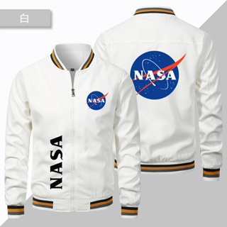 เสื้อแจ็กเก็ตลําลอง ขนาดใหญ่ พิมพ์ลายโลโก้ Nasa สไตล์สปอร์ต สําหรับผู้ชาย