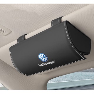 Volkswagen LOGO car glasses sunglasses storage box CC Arteon Variant Touareg FOX AMEO POLO ID.3 JETTA GOLF PASSAT TAIGO TIGUAN Scirocco Caravelle interior modified sun visor business card / card storage folding leather bag