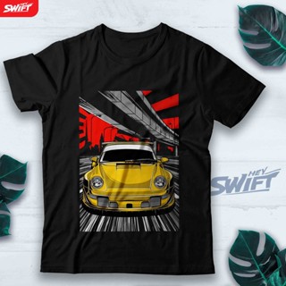 [S-5XL]เสื้อยืด ลาย Porsche 911 สีเหลือง