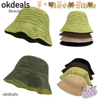 Okdeals หมวกบักเก็ต ผ้าฝ้าย ป้องกันรังสียูวี สองด้าน สไตล์ฮาวาย แฟชั่นฤดูร้อน