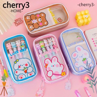 Cherry3 กระเป๋าดินสอ แบบใส จุของได้เยอะ ลายการ์ตูนน่ารัก สําหรับโรงเรียน