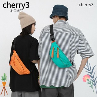 CHERRY3 กระเป๋าคาดอก กระเป๋าคาดเอว ผ้าไนล่อน กันน้ํา สีพื้น สไตล์สตรีท สําหรับผู้หญิง และผู้ชาย