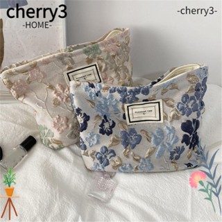 CHERRY3 กระเป๋าเครื่องสําอาง ลายนูน รูปดอกไม้ เหมาะกับการเดินทาง สําหรับผู้หญิง