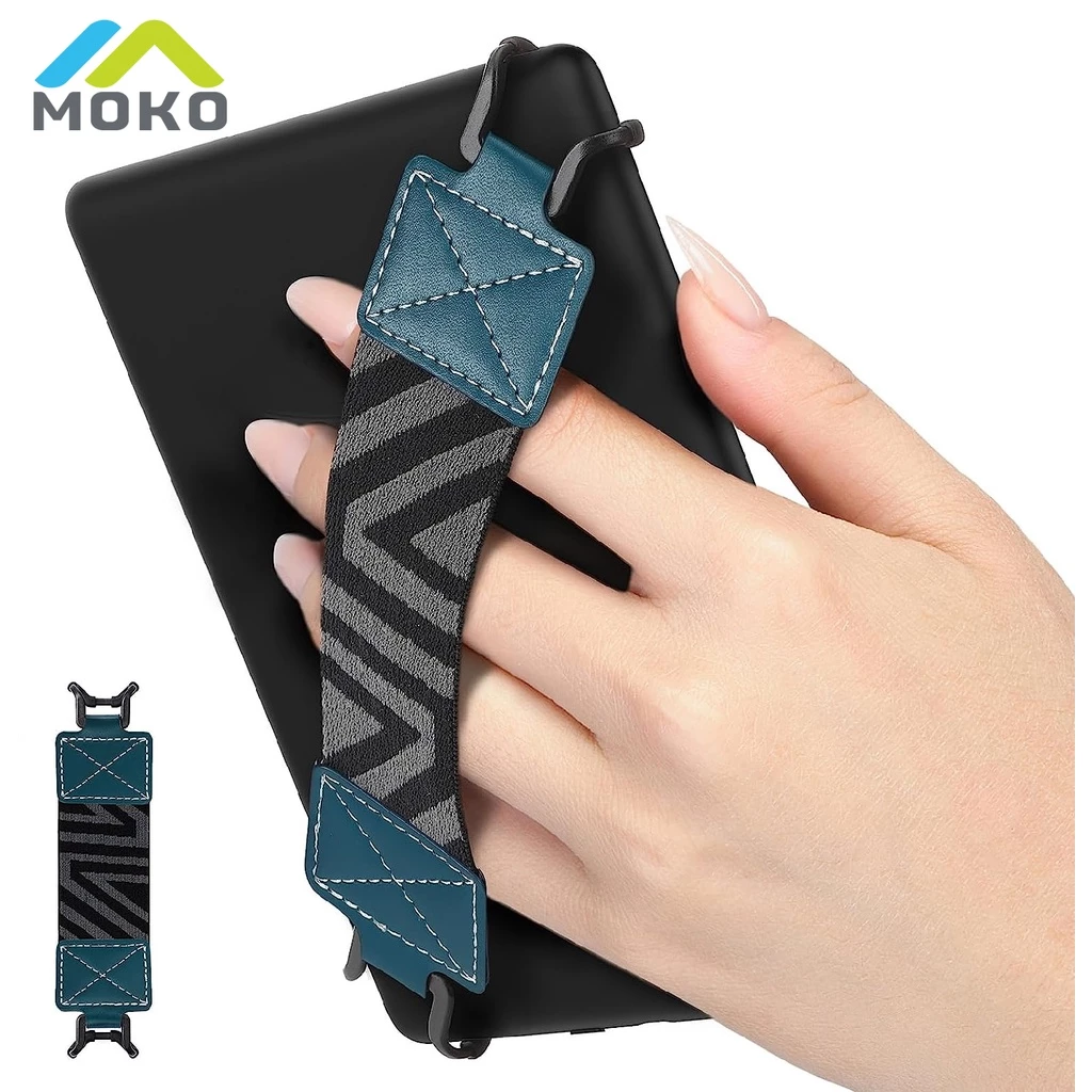 Moko Security สายคล้องมืออเนกประสงค์ความยืดหยุ่นสูงน้ําหนักเบาผู้ถือด้ามจับนิ้วสําหรับ 6-8" Kindle eReaders Fire Tablet - Kindle/Kobo/Voyaga/Lenovo/Sony Kindle E-Book Tablet
