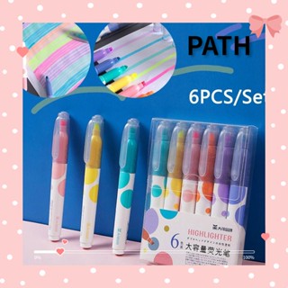 PATH ชุดปากกามาร์กเกอร์เรืองแสง สีแคนดี้ สําหรับนักเรียน จํานวน 6 ชิ้น ต่อชุด