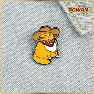 Rowans เข็มกลัดโลหะ ลายการ์ตูนแมวคาวบอย เครื่องประดับ ของขวัญ สําหรับสัตว์เลี้ยง