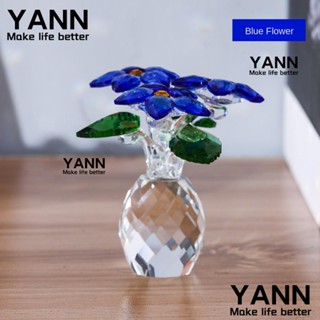 Yann1 ฟิกเกอร์คริสตัล รูปดอกไม้ Forget Me Not Flowers สีฟ้า สําหรับตกแต่งบ้าน