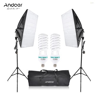 [พร้อมส่ง]Andoer ชุดอุปกรณ์เต็นท์ไฟสตูดิโอถ่ายภาพ ร่ม ซอฟท์บ็อกซ์ หลอดไฟ 135W 2 ชิ้น ขาตั้งกล้อง 2 ชิ้น ซอฟท์บ็อกซ์ 2 ชิ้น และกระเป๋าถือ 1 ชิ้น สําหรับถ่ายภาพบุคคล