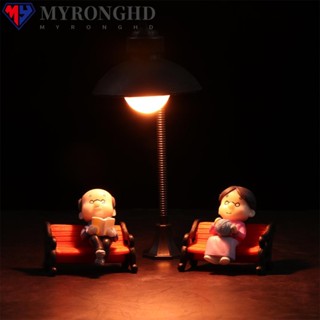 Myronghd โคมไฟถนน รูปปั้นจิ๋ว สไตล์วินเทจ สําหรับตกแต่งบ้าน สวน